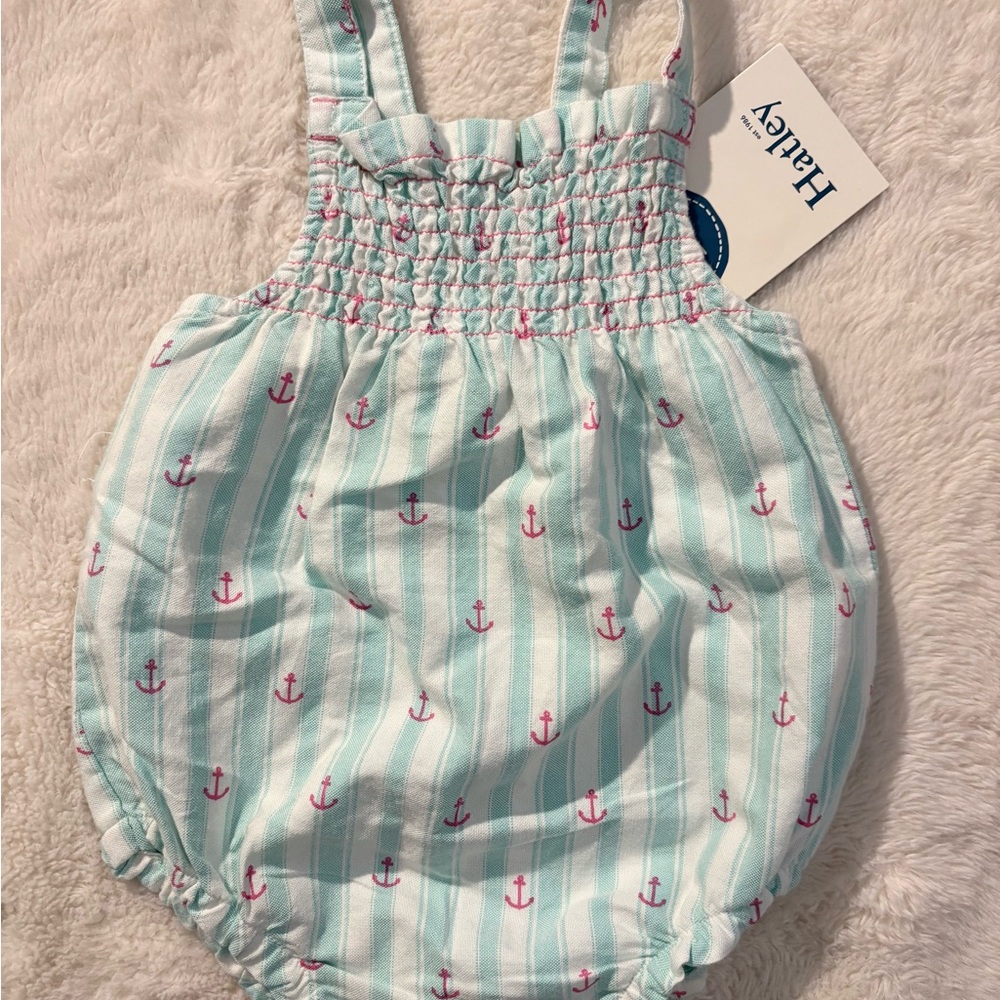 Adorable Hatley Baby Romper with Pink Anchors